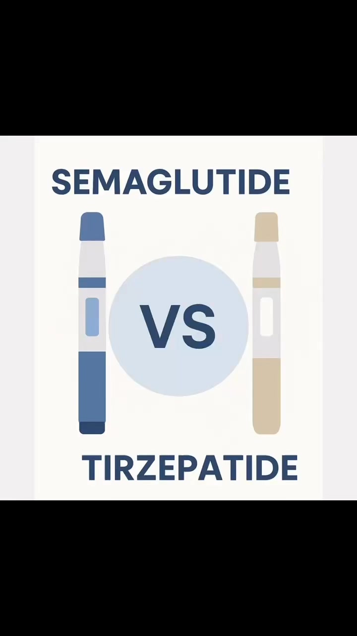 💉 Semaglutide vs. Tirzepatide: What's the Difference?, Semaglutide, (Brand names include Ozempic® and Wegovy®), ✅ Mimics one hormone (GLP-1) that helps:, Reduce appetite, Increase feelings of 