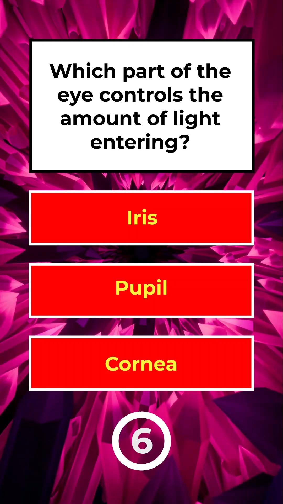 Which part of the eye controls the amount of light entering? Options ...