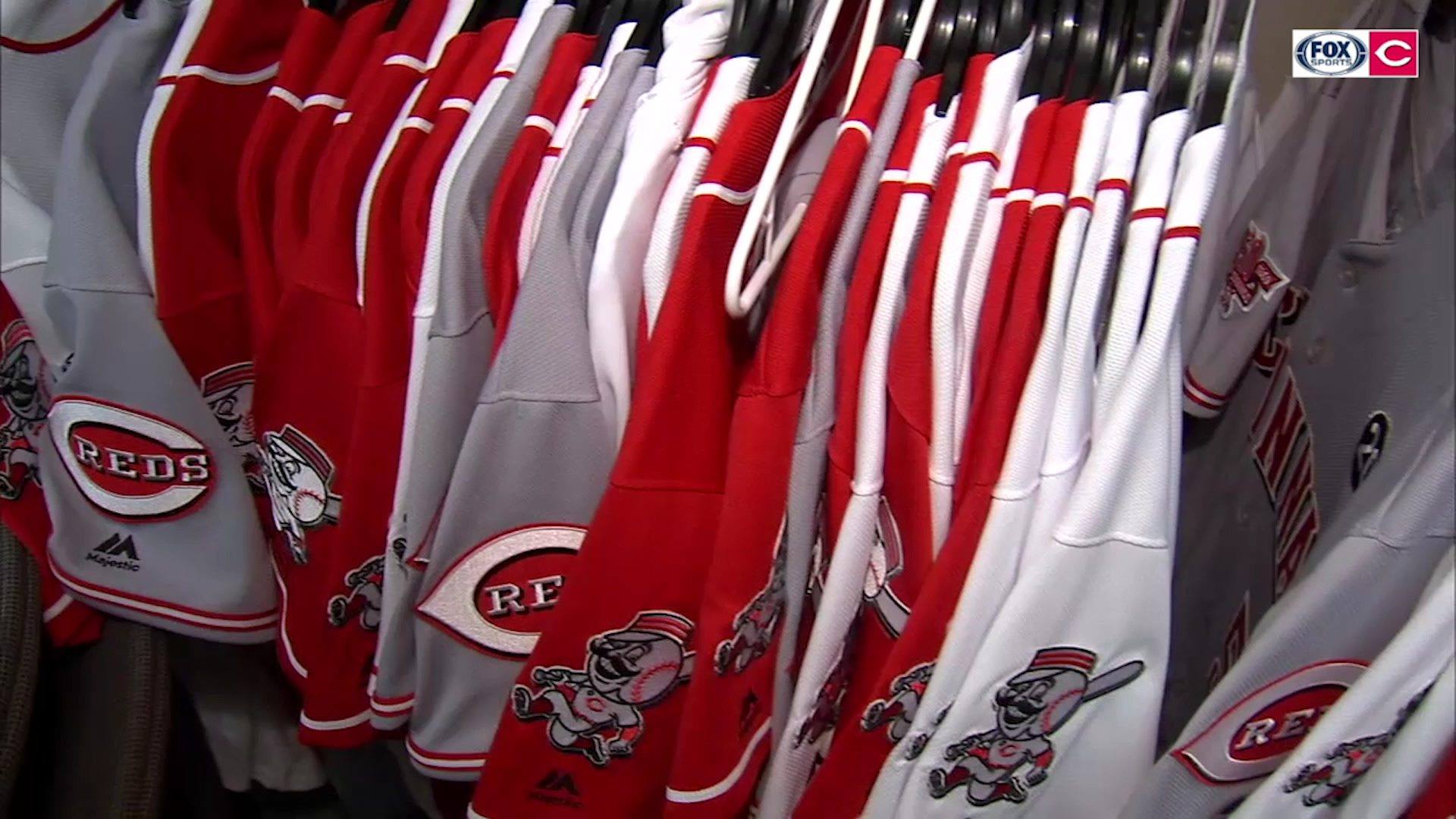 15 different uniforms spanning decades of Reds baseball. Rick Stowe ...
