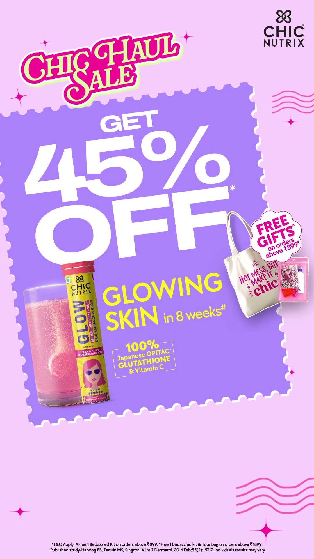 ✨ CHICNUTRIX GLOW SALE IS LIVE! ✨, Ready to glow from within? 💖, Get Chicnutrix Glow UP TO 45% OFF + enjoy FREE GIFTS with your order! 🎁😍, ✨ Japanese Glutathione, ✨ Antioxidant-rich formula, ✨ 