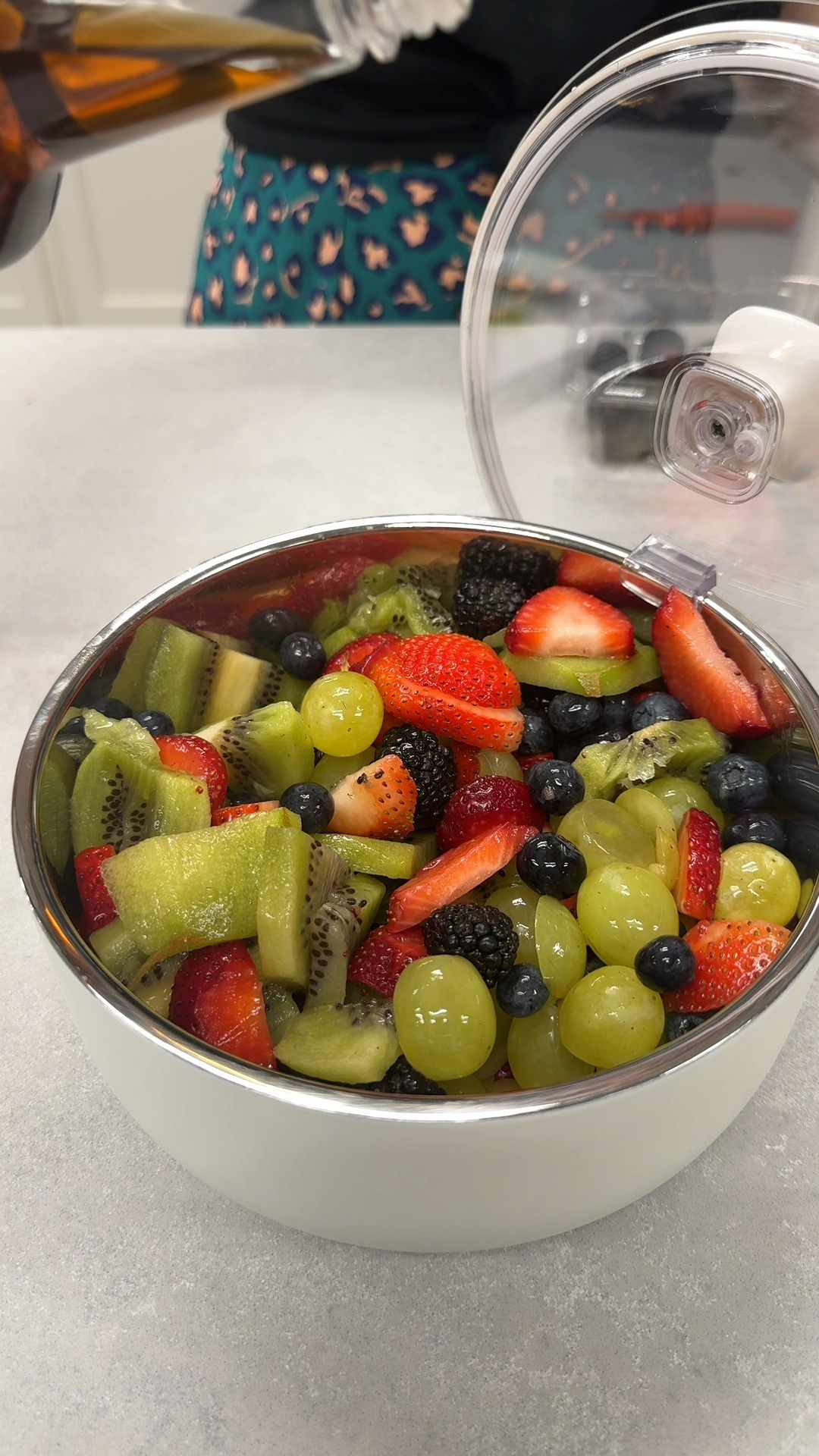 fruit salad with brown sugar dressing is yummy all on its own, but make it more delicious our Gourmet Syrup! 🥝 🍇 🍓 😋 , Shop this product with your consultant or click here: https://bit.ly/3yJIJ8f, size-42 Multicolor Boho Floral Delhi Color:Rio Floral Crocus K773