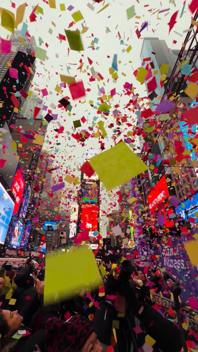 Times Square getting ready for the iconic New Year's Eve confetti