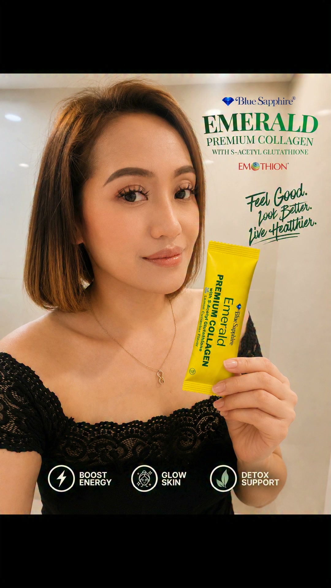 Kahit stress di halatang stress.., Taking care of Myself using , Blue Sapphire EMERALD, Premium Collagen drink that has HALAL CERTIFIED , In just 3 days you will the result | Shayne Salgado