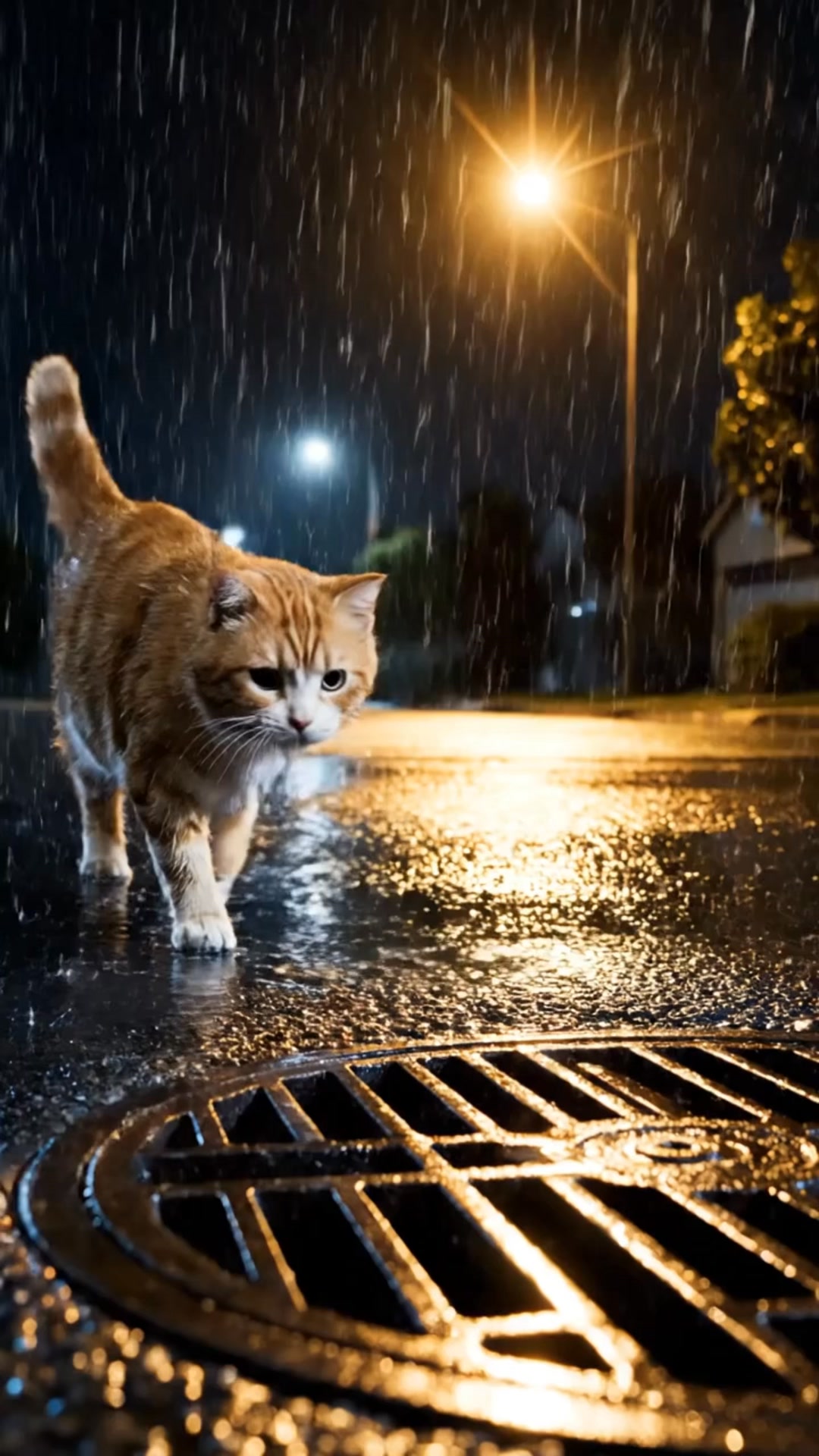 Stunning Feline Hesitation In Water image