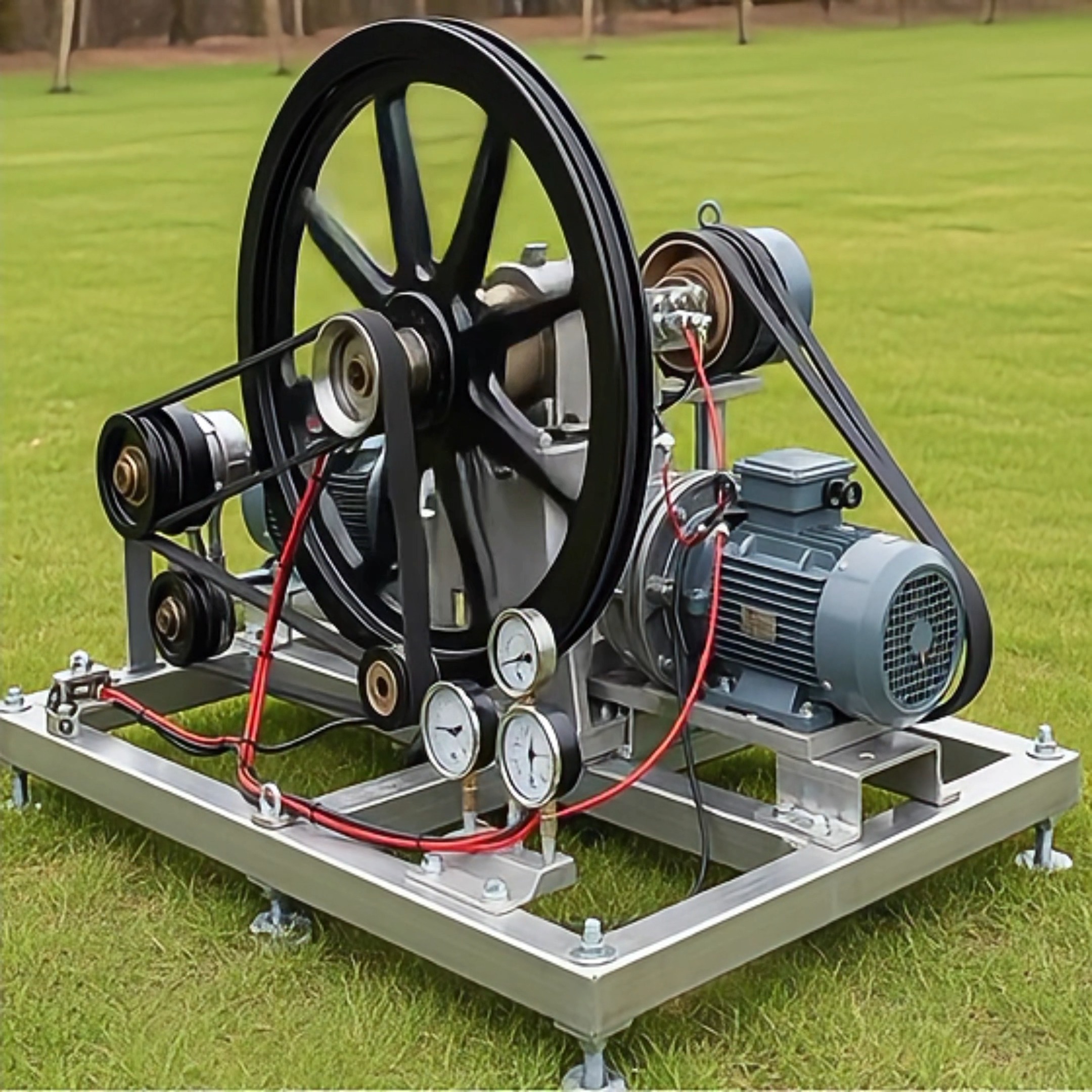 Industrial Belt Driven Engine Running in Open Field #flywheel #engine # ...
