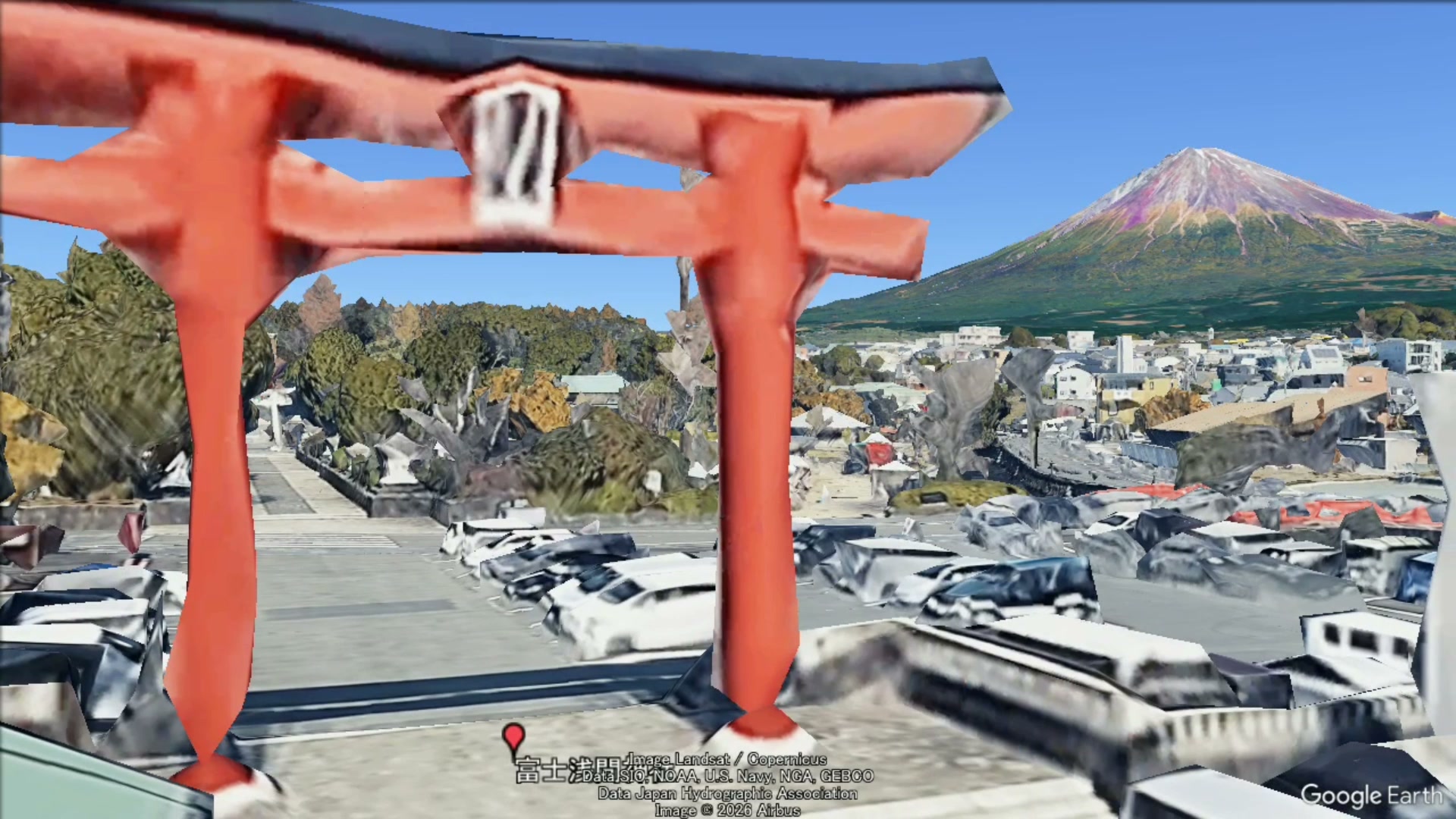 お値下げしました、2個組 九谷焼 富士山 日の出 二見浦 夫婦岩 覗 お
