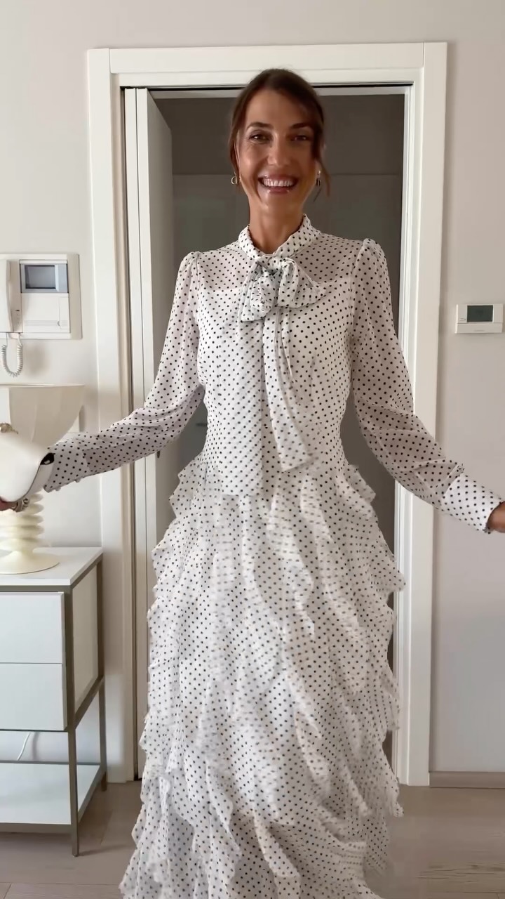 👗 Dotty about this dress. 🤍 Shop now: https://www.chicwish.com/shoplook/6756, (Search SKU: D250819006) @cristinasurdu | Chicwish