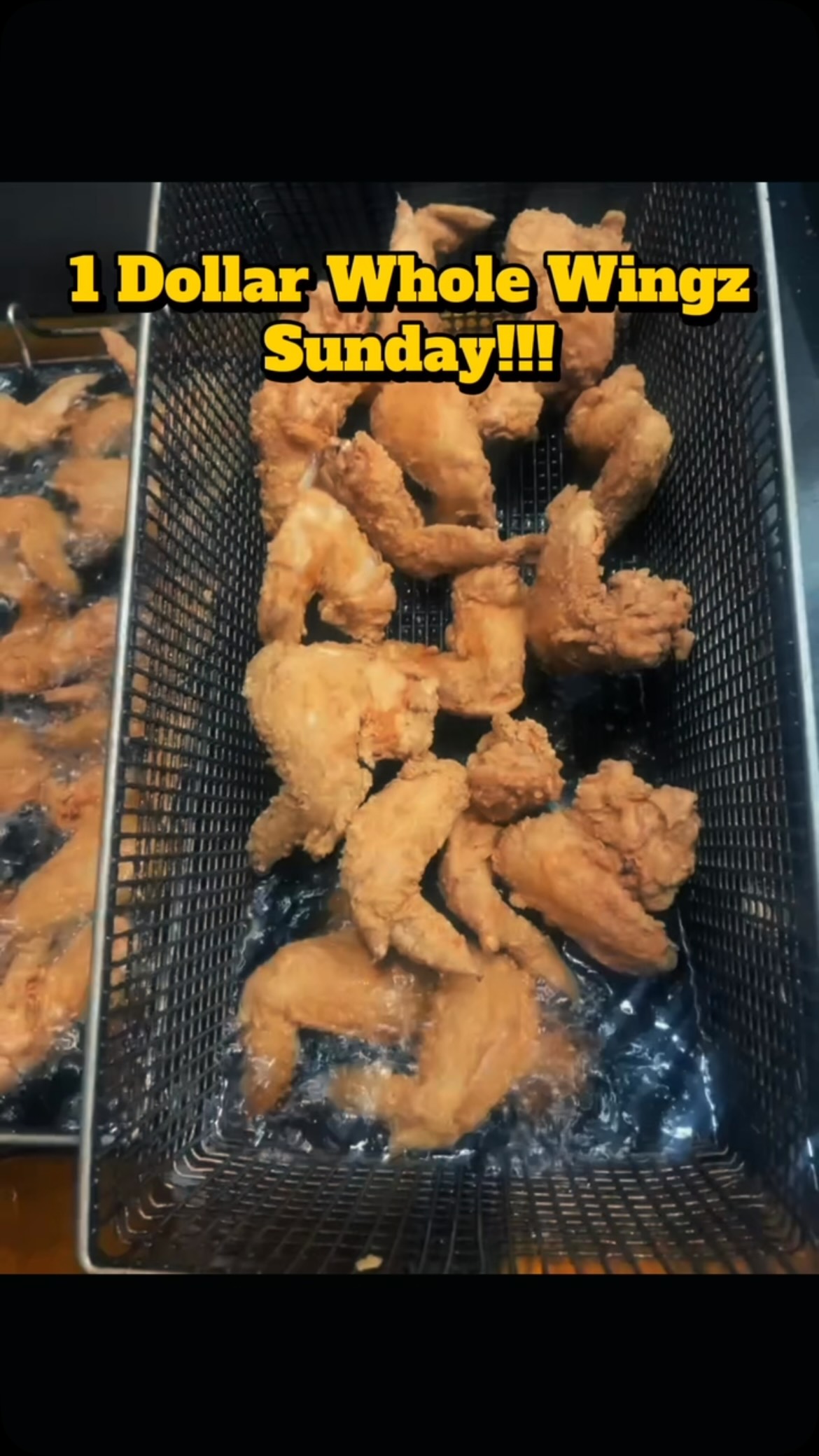 Join us for Sunday 1 Dollar Whole Wingz Deal!! Order 1 or 100! We