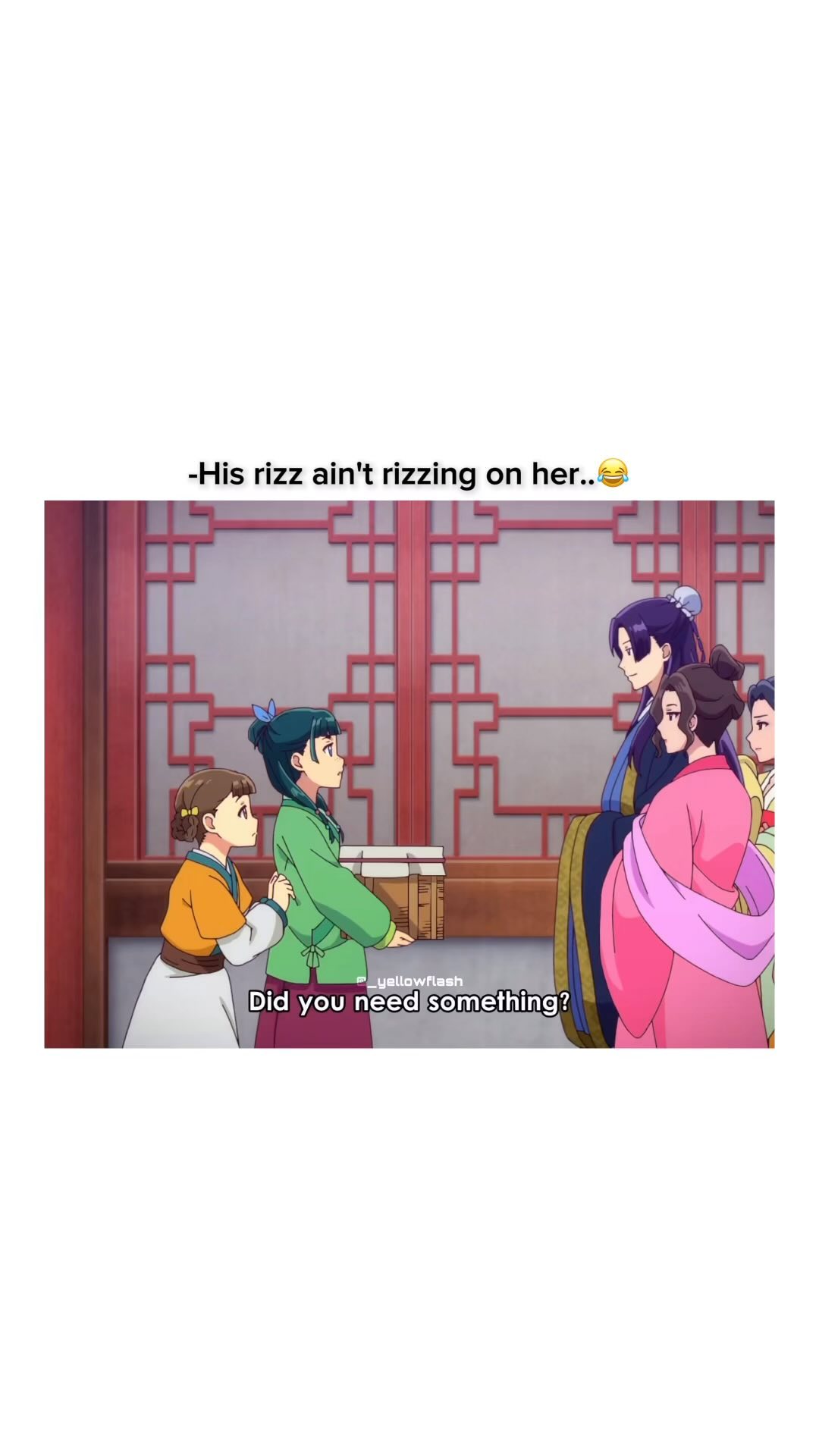 She has anti rizz 🗿😂 Follow me- @_yellowflash . . Anime- The Apothecary ...