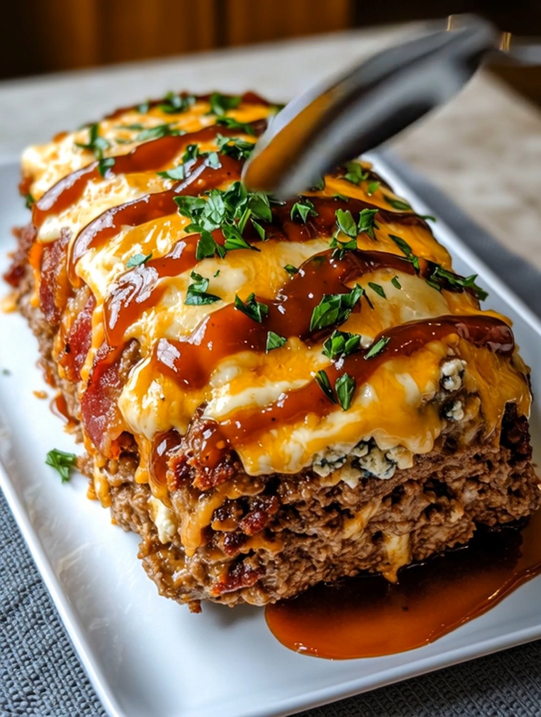 Smoked Bacon Triple-Cheese Stack Meatloaf Ingredients: 2 pounds ground ...