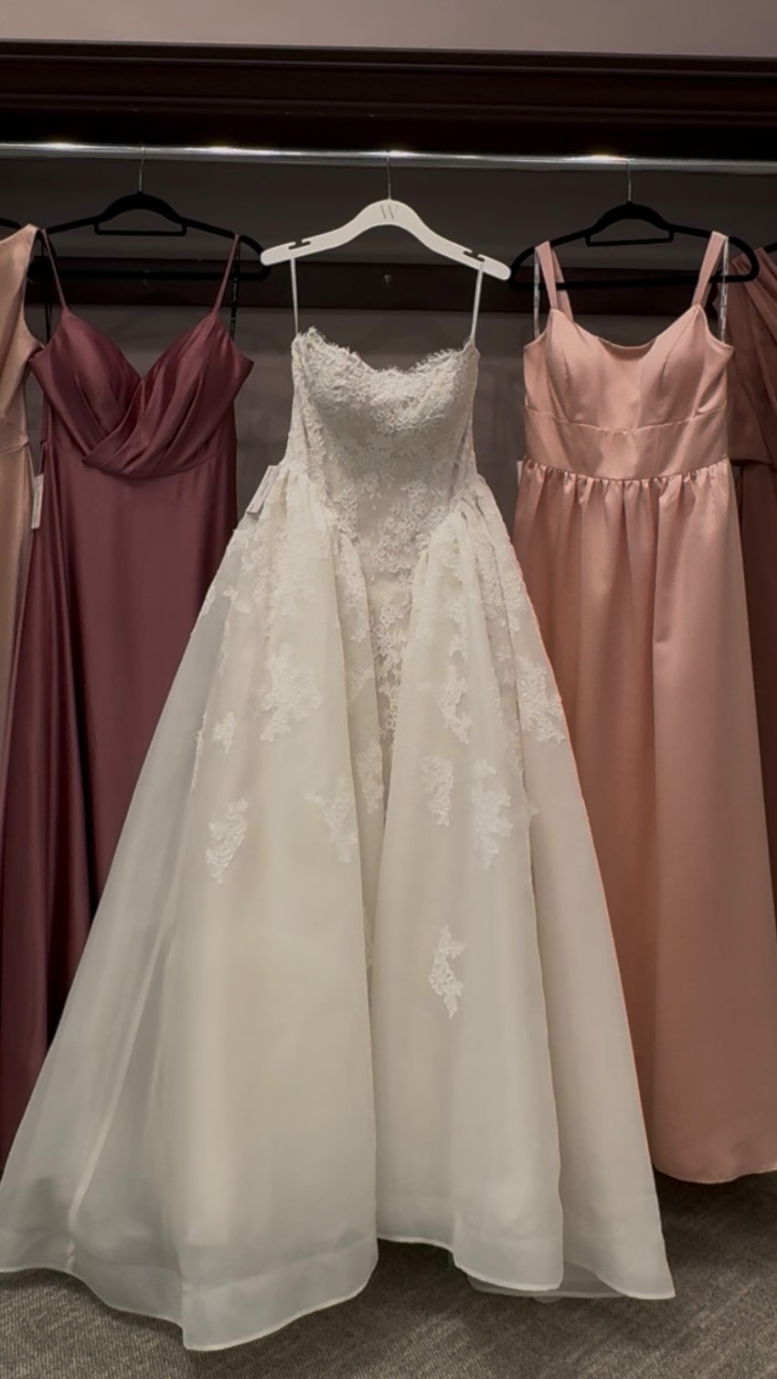 columbus bridesmaid dresses Elora said 🎀 rom-com bride but make it Stella York 🎀, She’s modeling Stella York SY8316ZT and like??? The lace. The shape. The whole VIBE. 🤭🤍 She’s cute, she’s romantic, she’s very much add to the Nails with blue dress MAY2026DROP1 Size:13 Medium