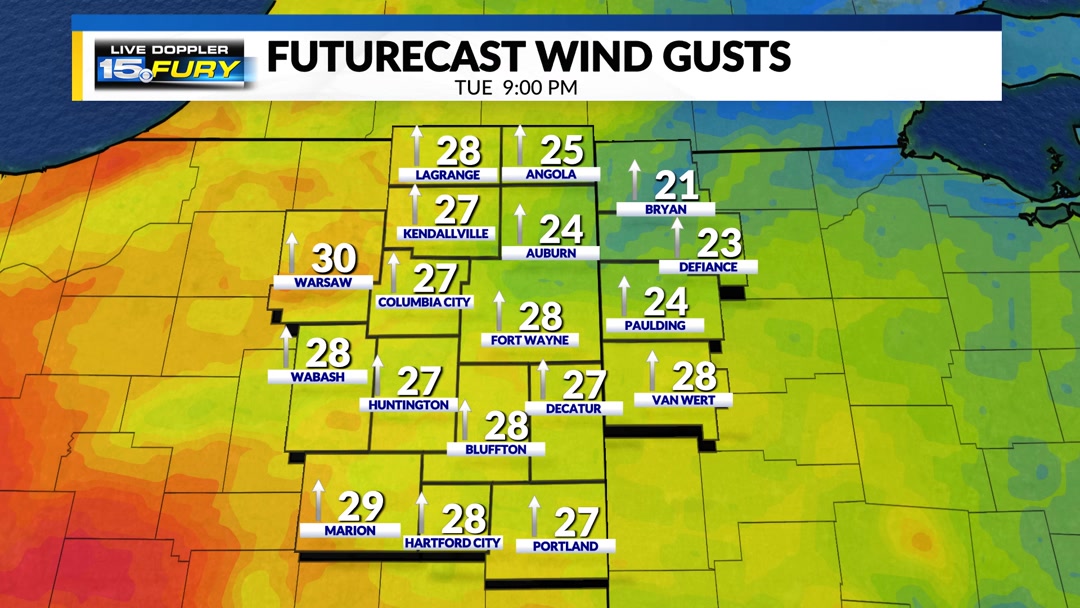 Wind gusts strengthen before daybreak Wednesday and we're staying windy ...