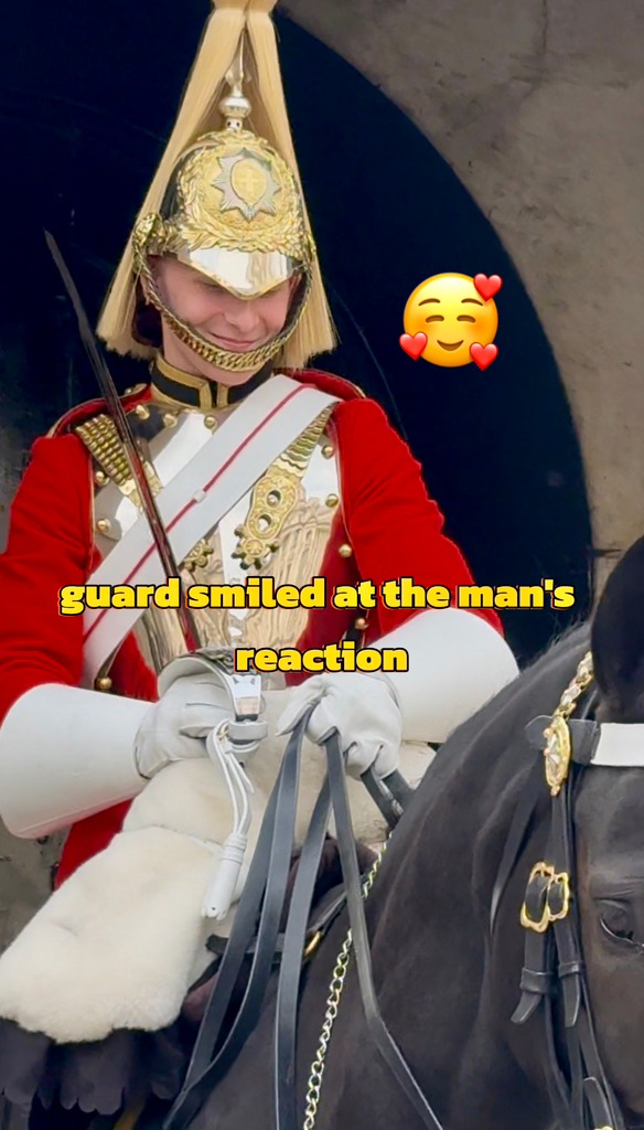 Guard smiled seeing man scared of horse. 😁💂#fyp #kingsguard #highlights ...