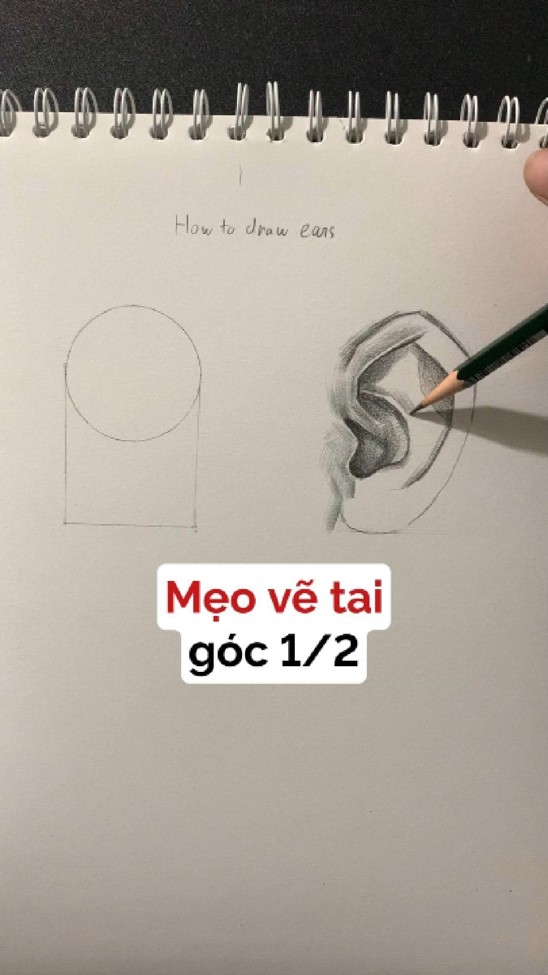Cách vẽ tai góc 1/2 cực chi tiết #portrait #shadow #arttips #DAtips # ...