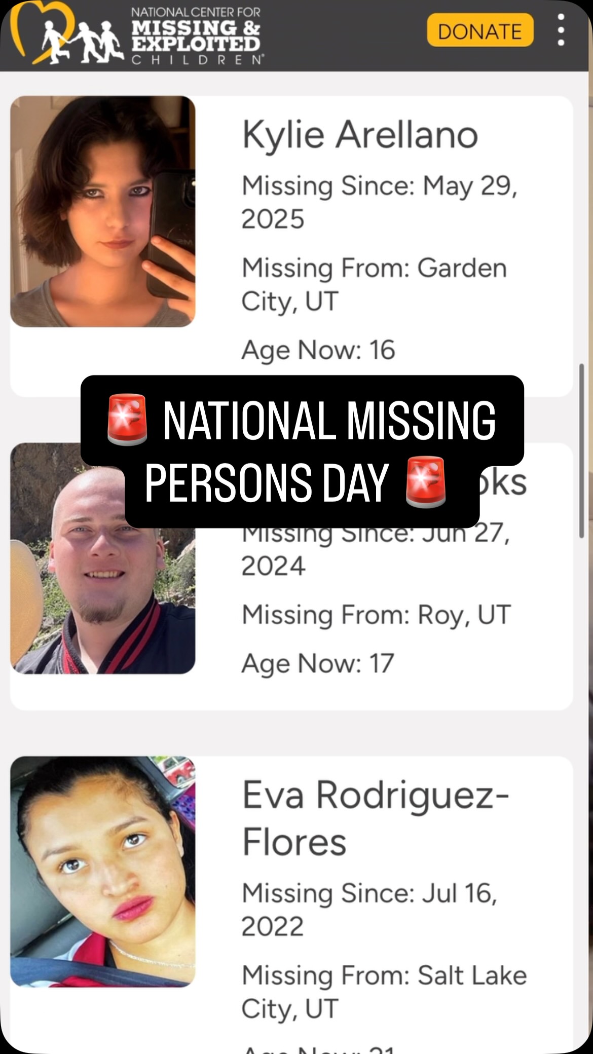 🚨 February 3 - National Missing Persons Day ‼️ In Utah, there are 22 ...