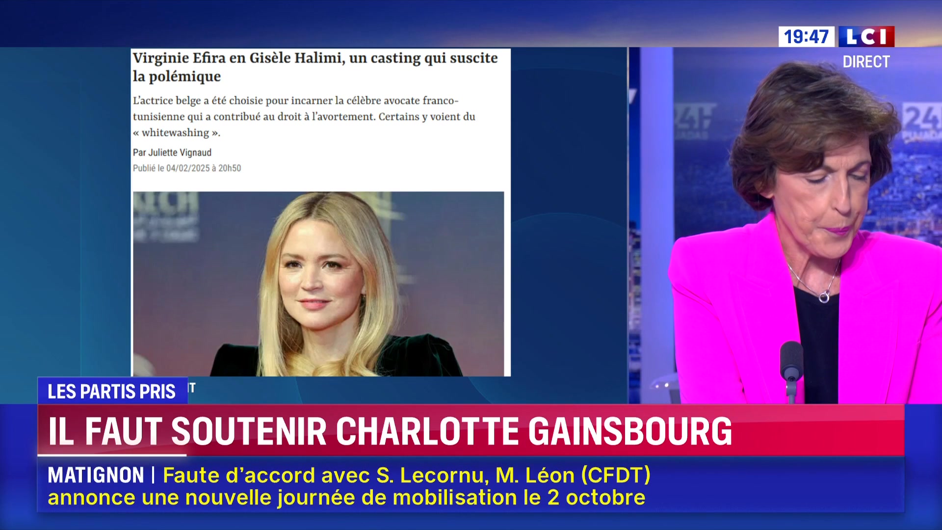 📢 : « Il faut soutenir Charlotte Gainsbourg », le parti pris politique ...