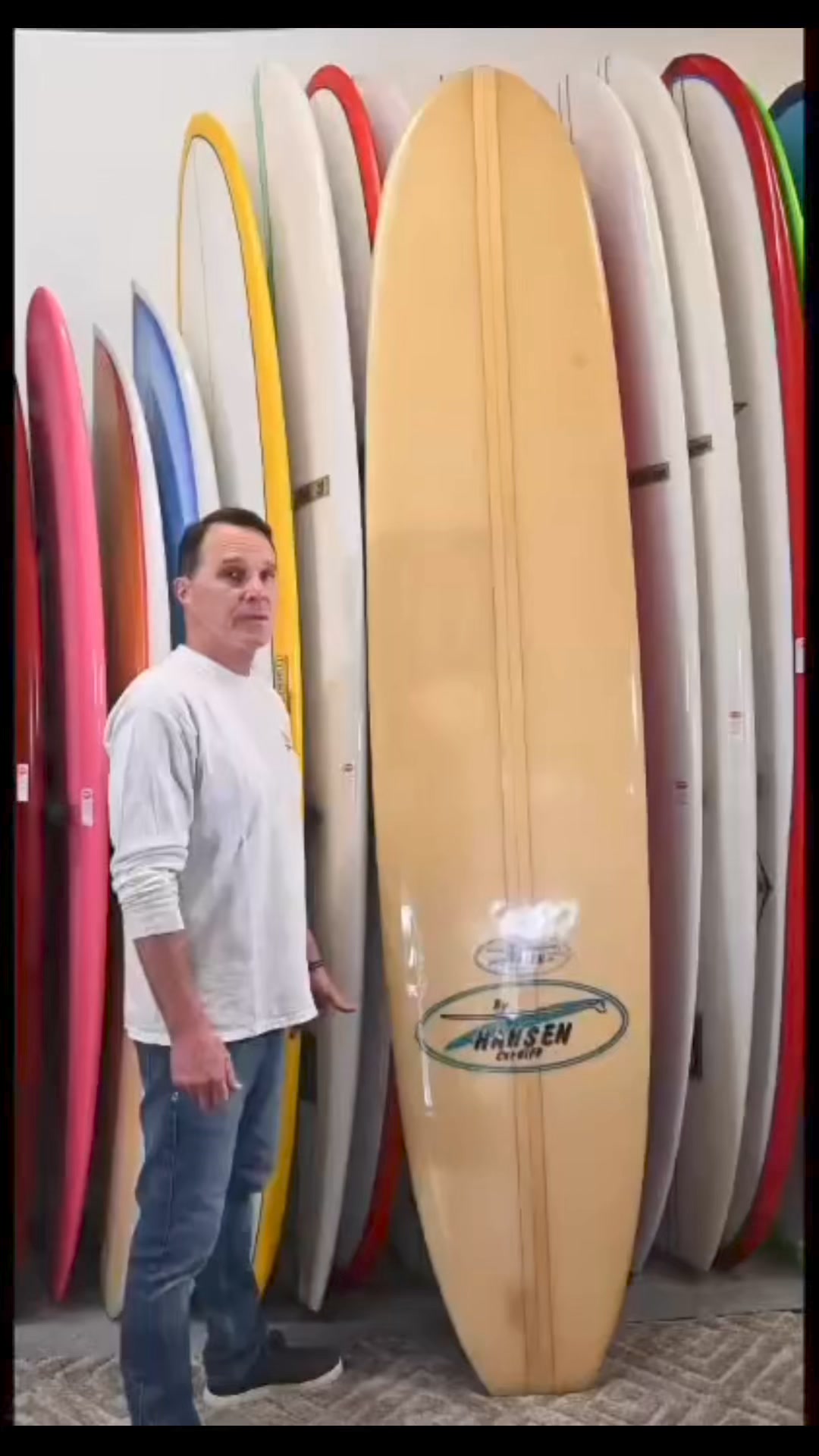 Vintage Hansen surfboard from the 1960s by Buzzy Smole