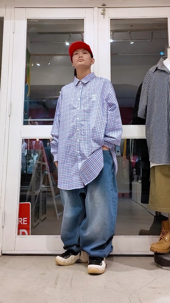ブリーチロゴテープバギーデニム [BLB01]】 BLEACHED DENIM, BAGGY