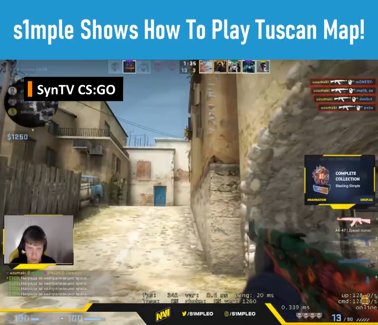 s1mple Shows How To Play Tuscan Map! cre: SynTV CS:GO | Rush B | Facebook
