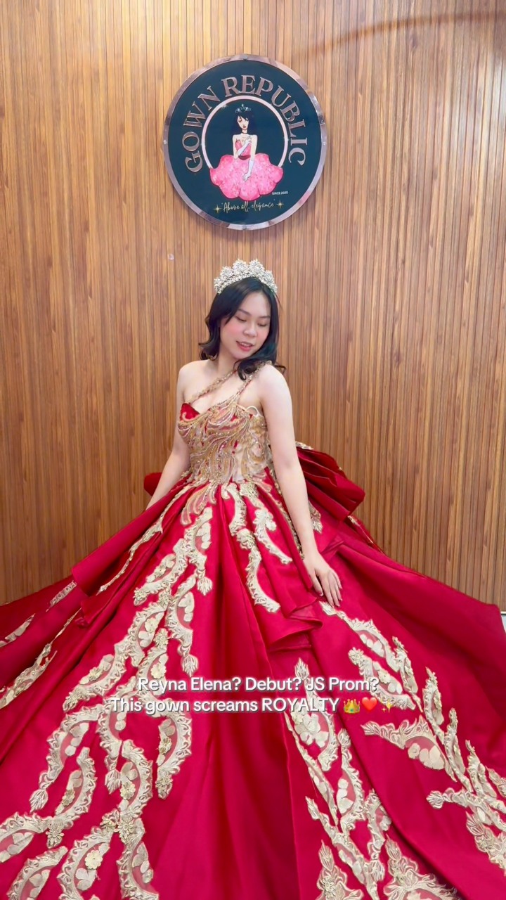 LUXURY RED & GOLD BALL GOWN FOR RENT ✨❤️💛, Perfect for Reyna Elena, Flores de Mayo, Debut, JS Prom, Graduation Ball, Pageants, and Photoshoots 🤍, Feel like royalty in this elegant and grand red & gold 