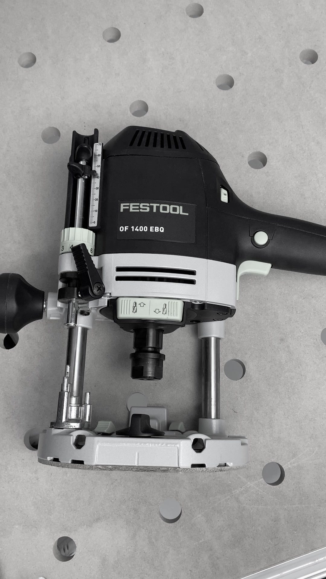The ratcheting spindle lock on Festool routers makes bit changes faster ...