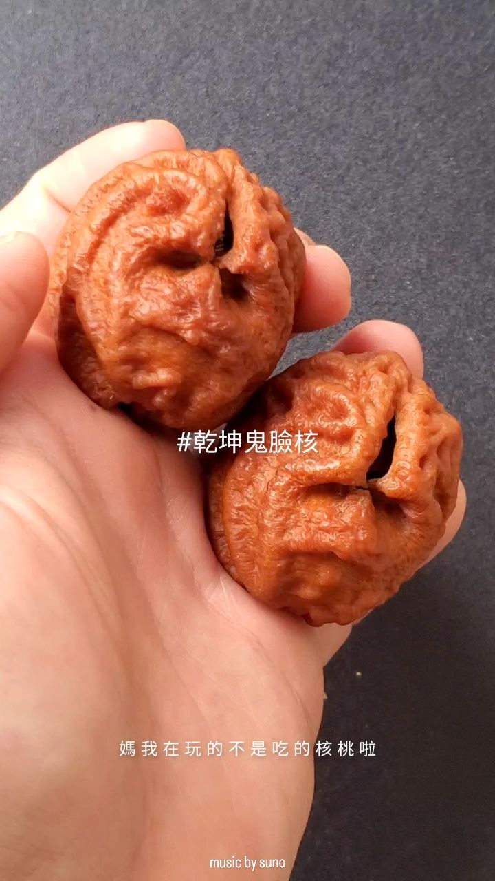 乾坤鬼臉核紀錄】 #乾坤鬼臉核#媽我在玩的不是吃的核桃啦#文玩核桃