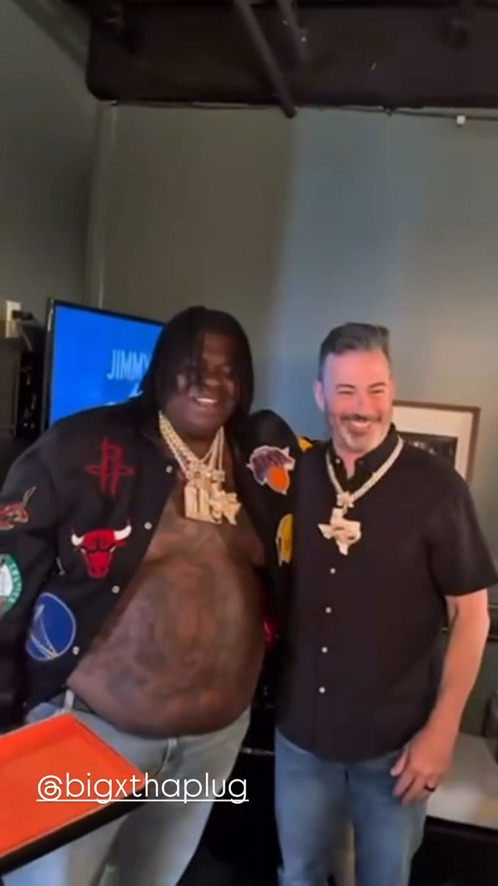 BigXthaPlug gifted Jimmy Kimmel a new chain 💎 (via IG: jimmykimmellive ...