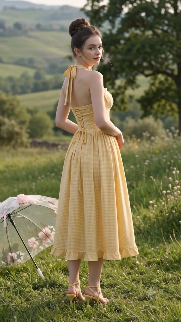 yellow cottagecore dress Is gingham the ultimate golden hour pattern? ☀️💛#ginghamdress #corsetdress #cottagecore #HalterDress #yellowdress #fashiontiktok #outfitinspo #laceupback #aunomay #USFashion #ootd | Aunomay Winter Cocktail Attire For all_online_product-nov5 Women's dresses The fabrics must be Step 2 - Select your Cookie Flavor:Extra Cookie 8