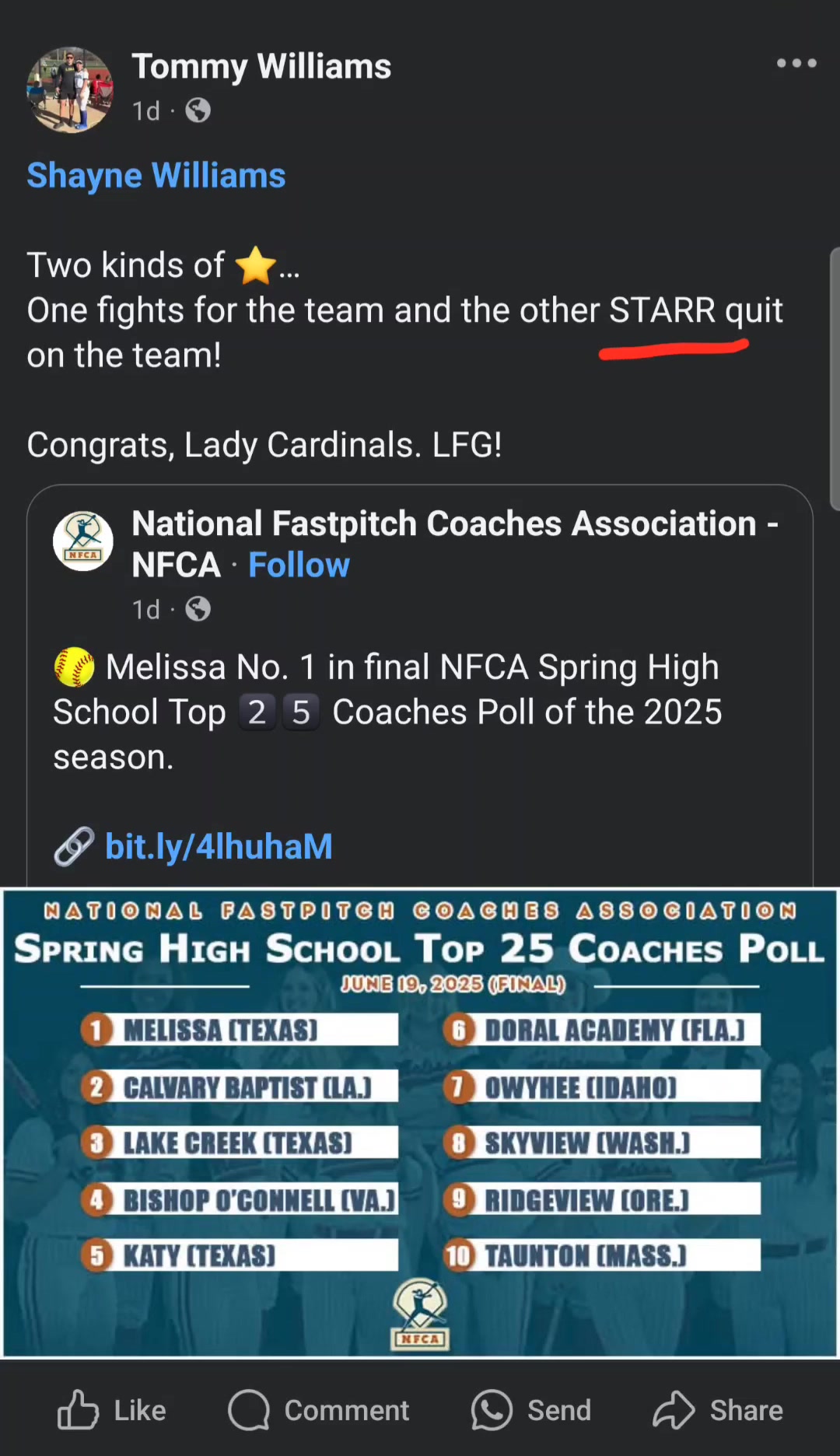 Stacy Needham LOVES post bullying former MISD student and softball ...