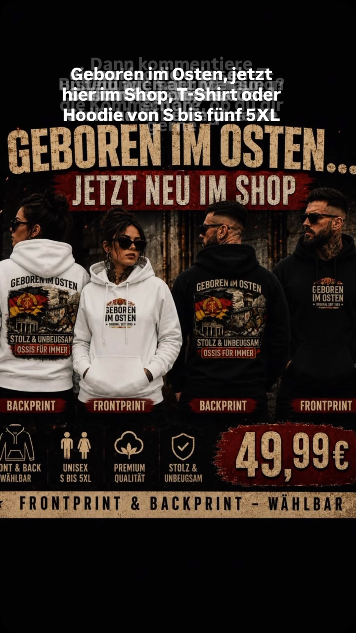 🇩🇪 Geboren im Osten. Stolz & unbeugsam., Manche tragen Mode., Andere tragen ihre Geschichte., Dieses Design ist für alle, die ihre Wurzeln nie vergessen und mit Stolz zeigen, woher sie kommen., 🖤