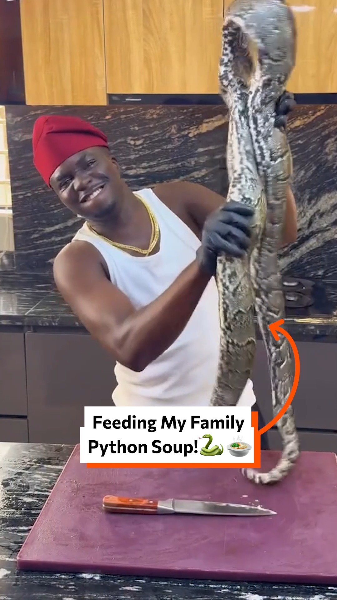 Cooking a huge python snake for my family 🐍🍲 | Twisted | Facebook