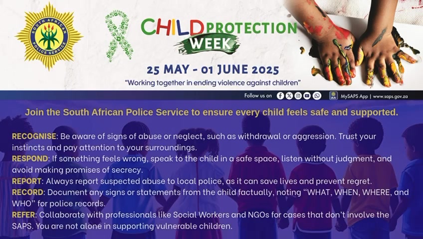#ChildProtectionWeek ~ Join the South African Police Service in making ...