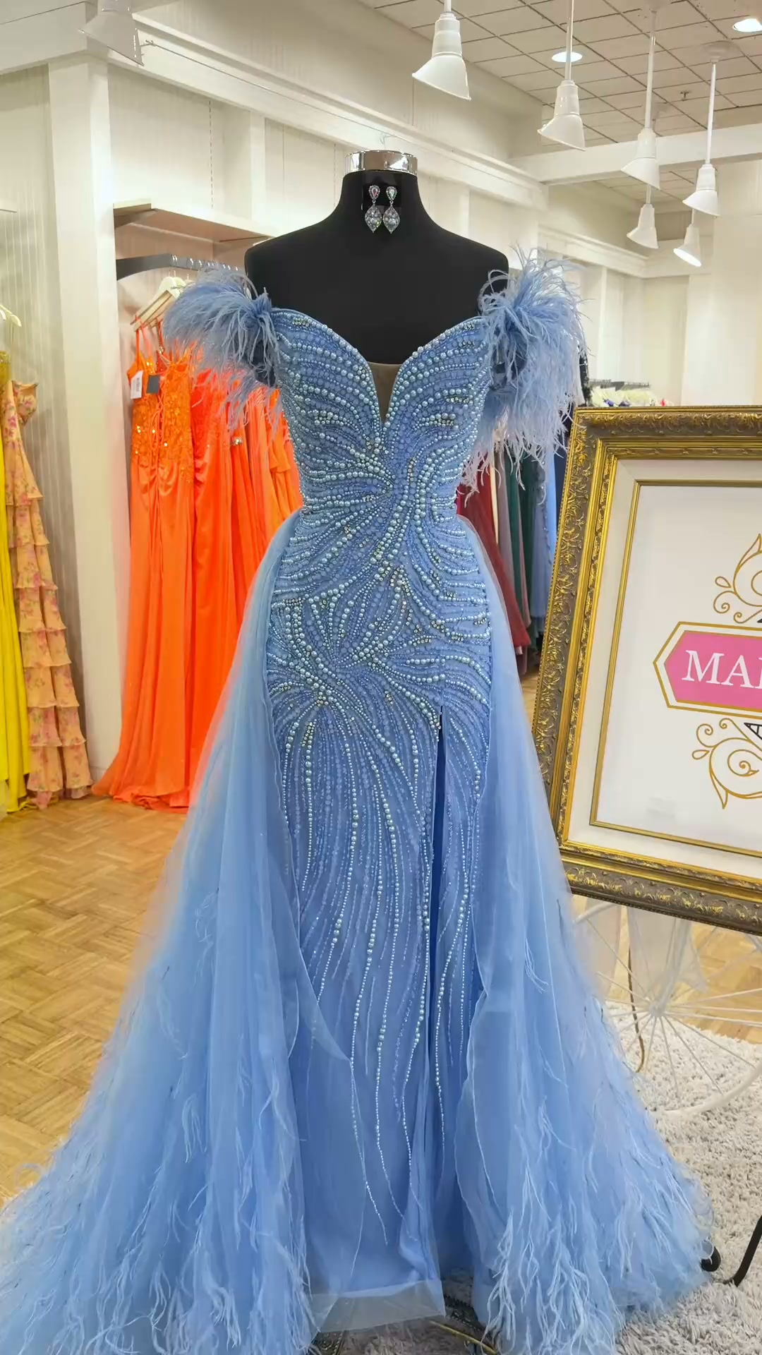 formal dresses madison pearls and feathers = everything 🩵🪶 #ballgown #madisonavenueky #promnight #promdresses #prom #promdress #gown #promlook #pageant #pageantdress #pageantgirl #pageantlife #formal #dress #formaldress Ruffle Strapless Ball Gown by Sherri Hill
