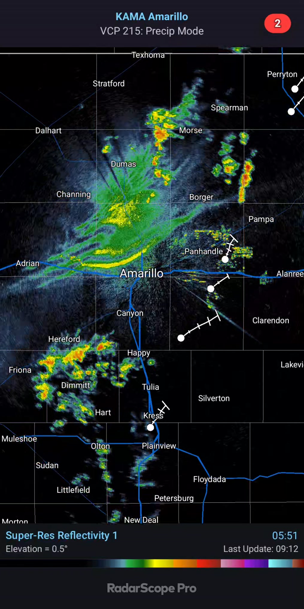 Spot the cold front! Amarillo's radar picked up the wall of cooler and ...