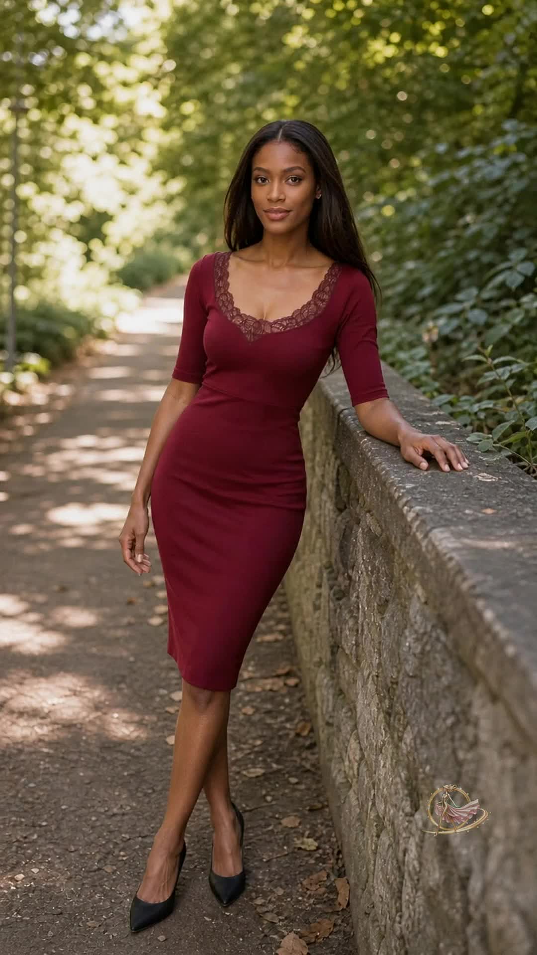burgundy midi dress outfit A fitted creates a clean and refined everyday look., #bodycondress #minimalstyle #classicfashion #everydaystyle | Solara Style Color:Brown / Brown
