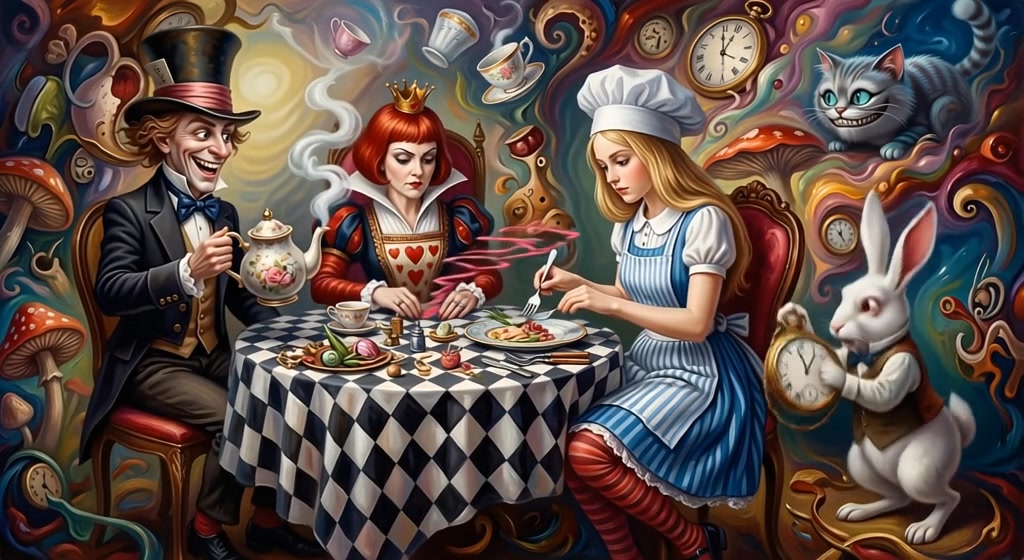 Pictured automated Alice by Jeff Noon, a sequel to Alice in Wonderland