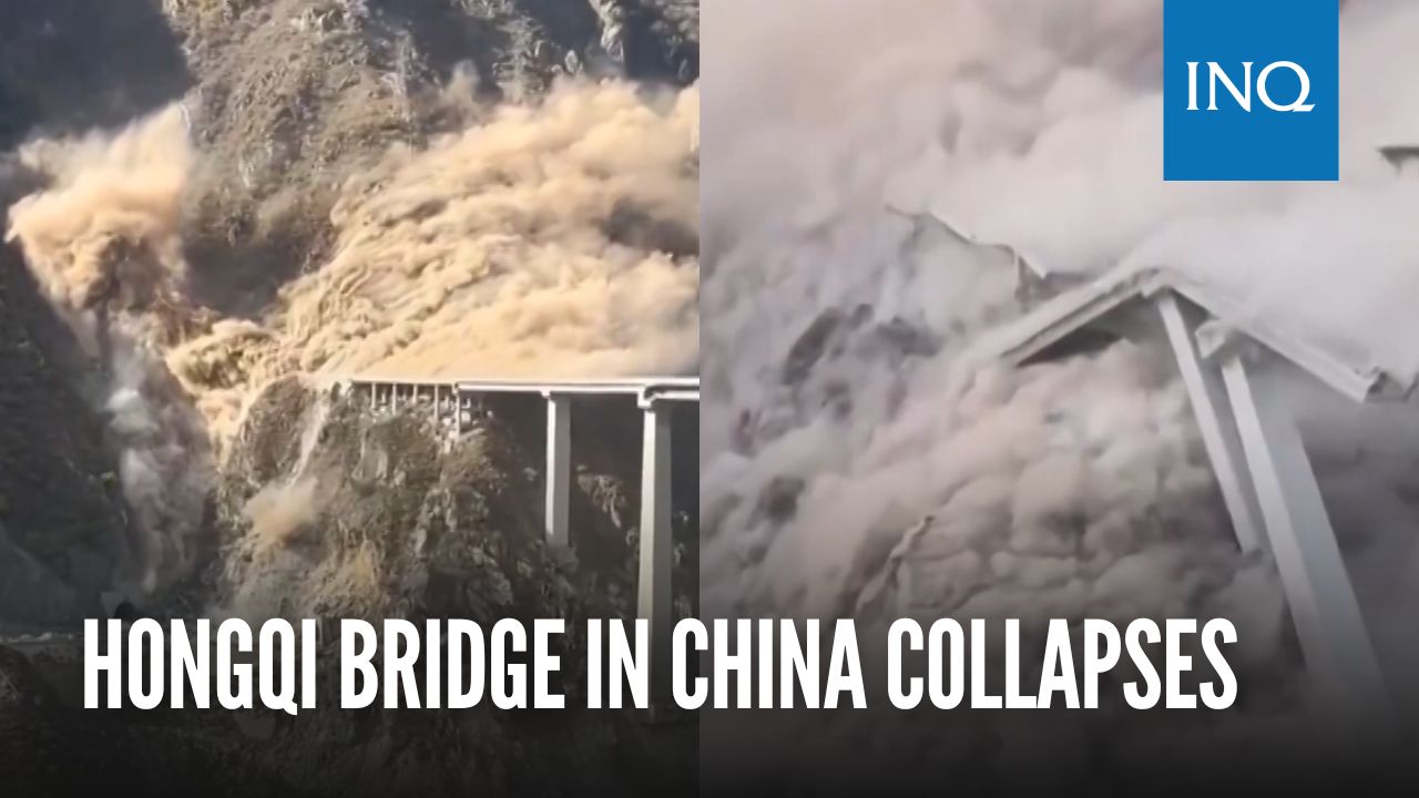 A newly built section of the 758-m Hongqi bridge in Sichuan, China ...