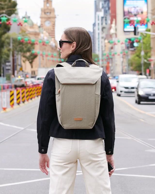 backpack with brown leather straps PEBBLE MINI Black Cycling Backpack in pouch Color:Vintage Floral Black Tactics