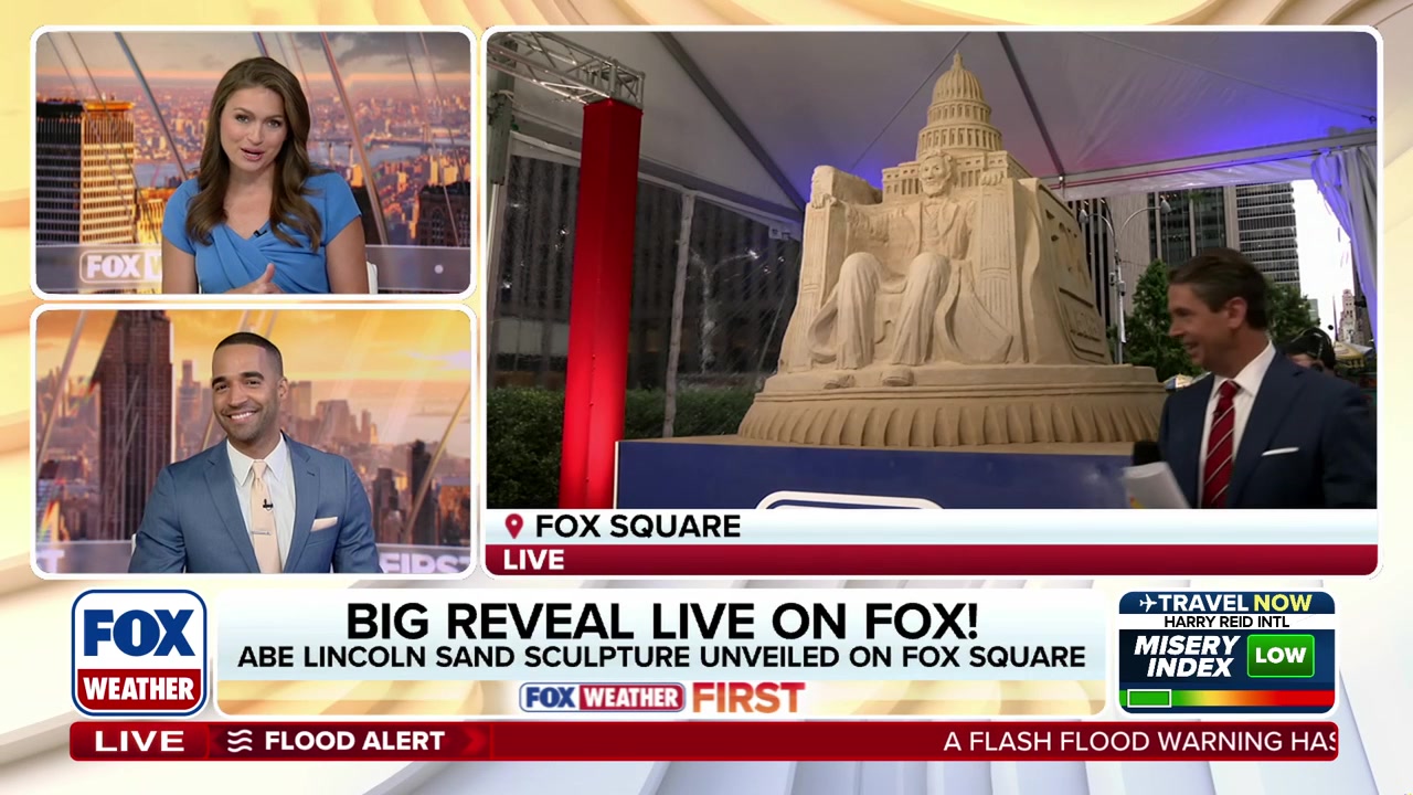 BIG REVEAL! Check out the incredible four-sided sand sculpture ...