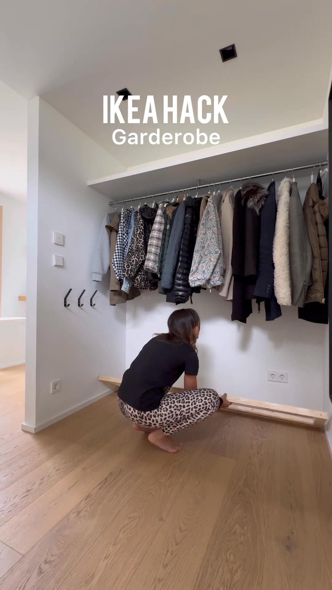 IKEA HACK – Wardrobe 😊, She wanted a stylish and affordable wardrobe, but didn’t feel like spending a lot of money 🤷🏻‍♀️ So she found a simple IKEA hack 🥰… and made it herself!, She used an IKEA