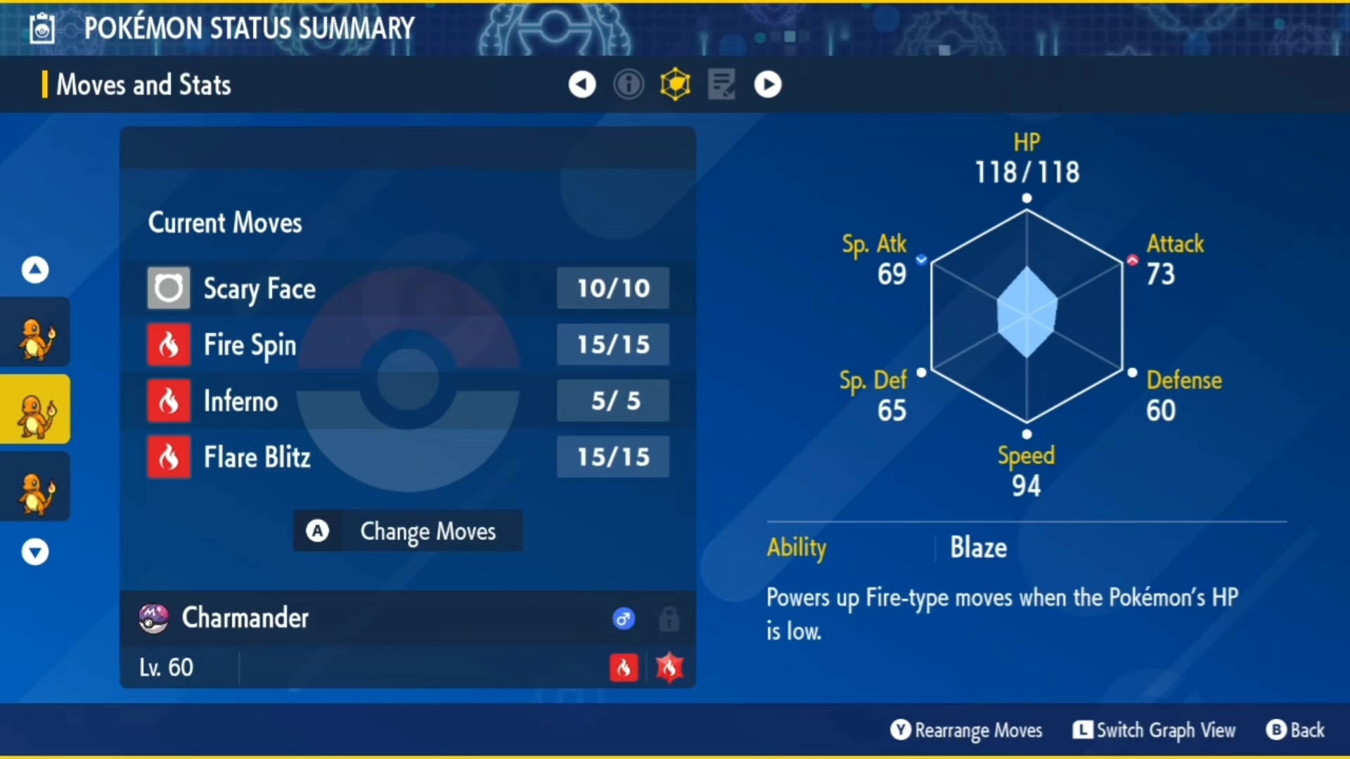 Just caught this shiny charmander look at them stats PERFECT