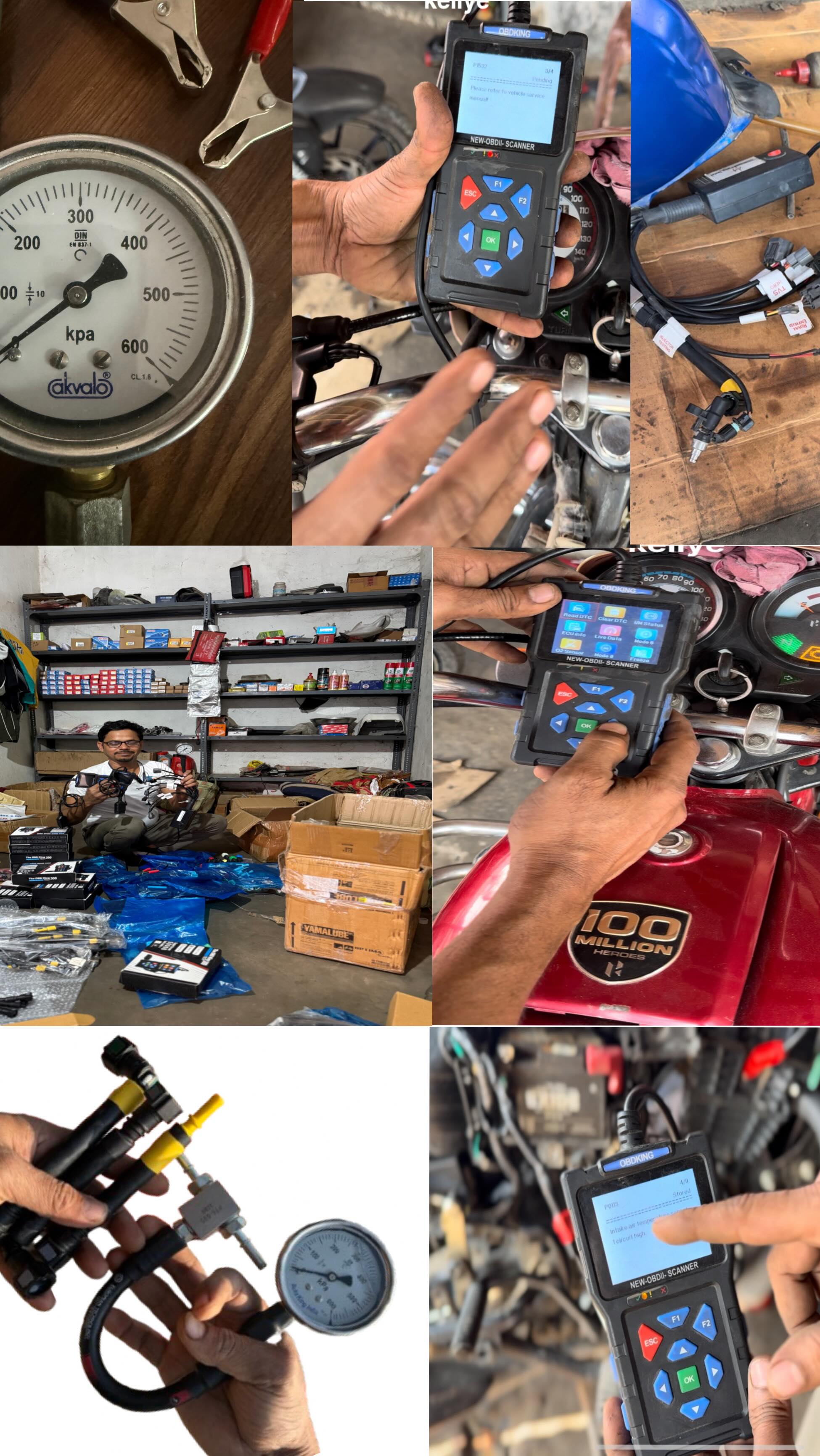 Bs6 bike ki tools obd scanner fuel pressure gauge fiulpamp tester ...