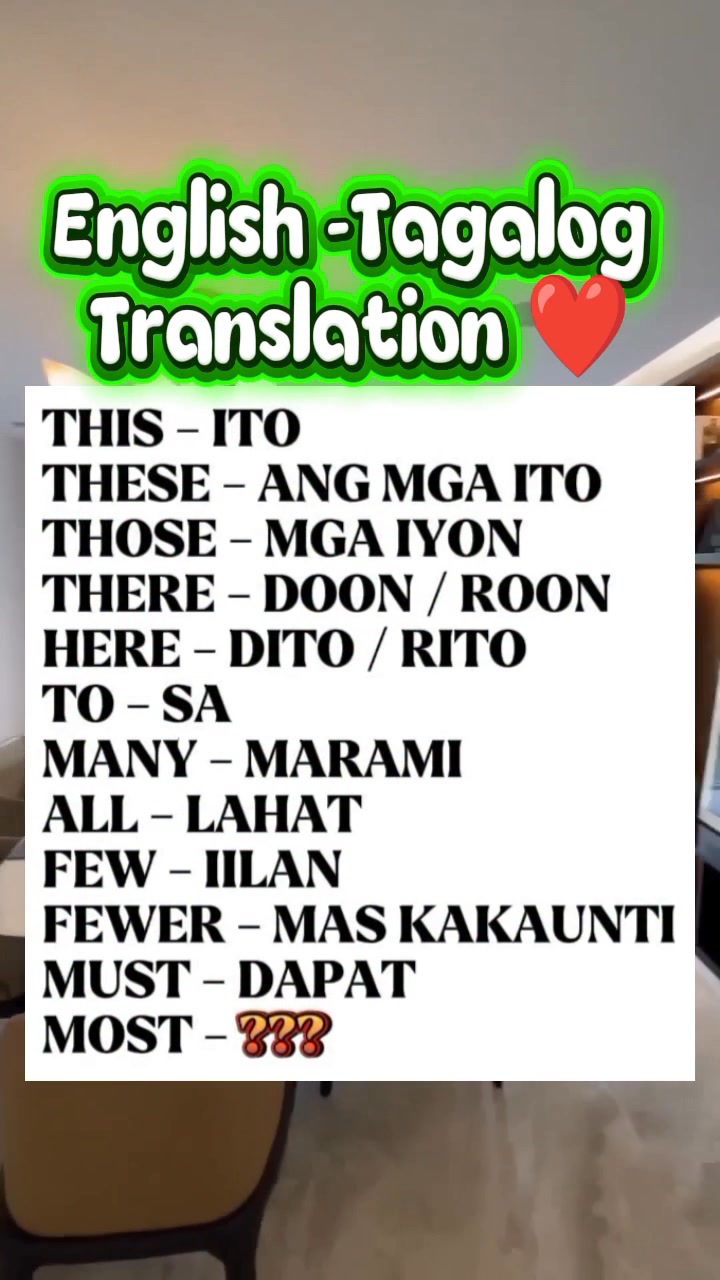 English -Tagalog Translation ️ Vocabulary Words #knowledge #translation ...