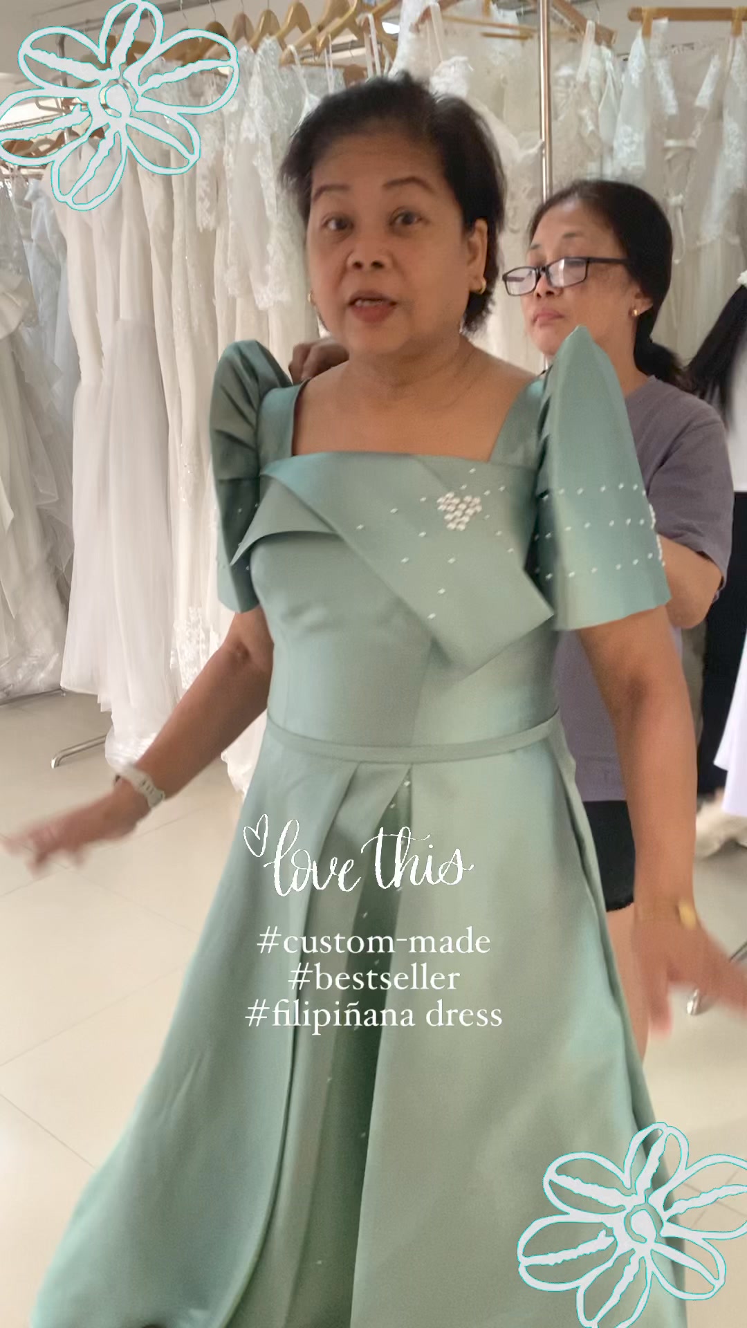 sage green dress for principal sponsor We are very happy to see how overjoyed Ms. Mye was with her custom-made ninang (principal sponsor) gown. 🥰👗♥️ Made with peau de soie fabric and organza insert, this Filipiñana gown which tassel prom dress