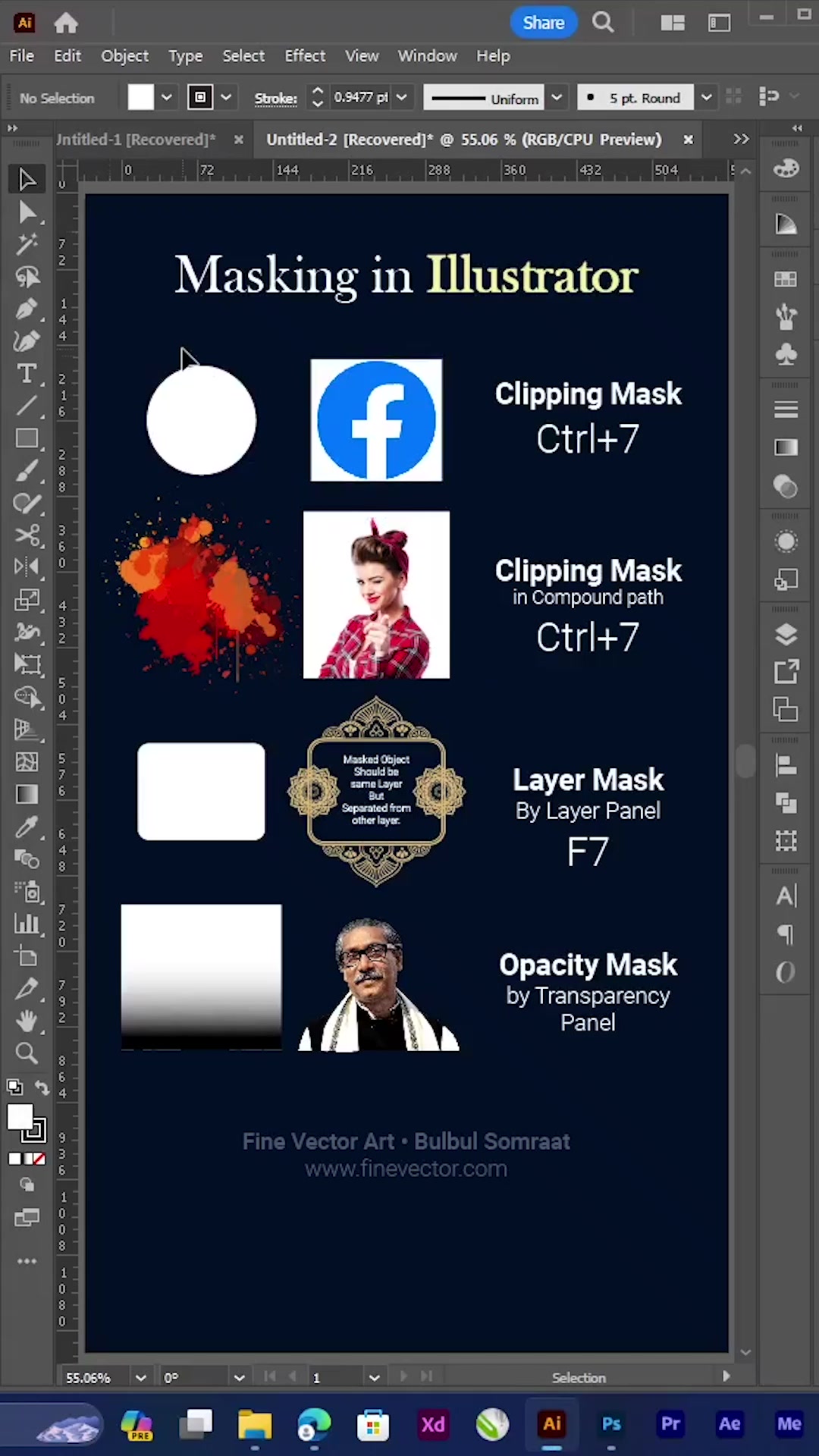 Masking in Illustrator • Clipping Mask- Ctrl+7 • Clipping Mask in ...