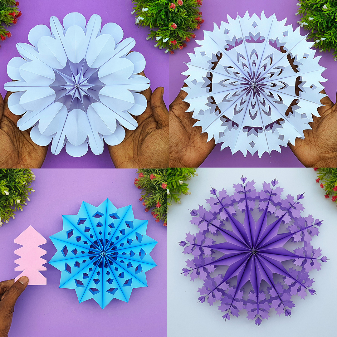 Amazing 4 in 1 Christmas snowflake making at home - Homemade easy paper ...