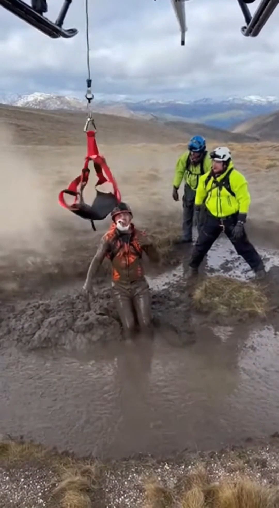 A man stuck in the mud but rescue team save him. This video is created ...