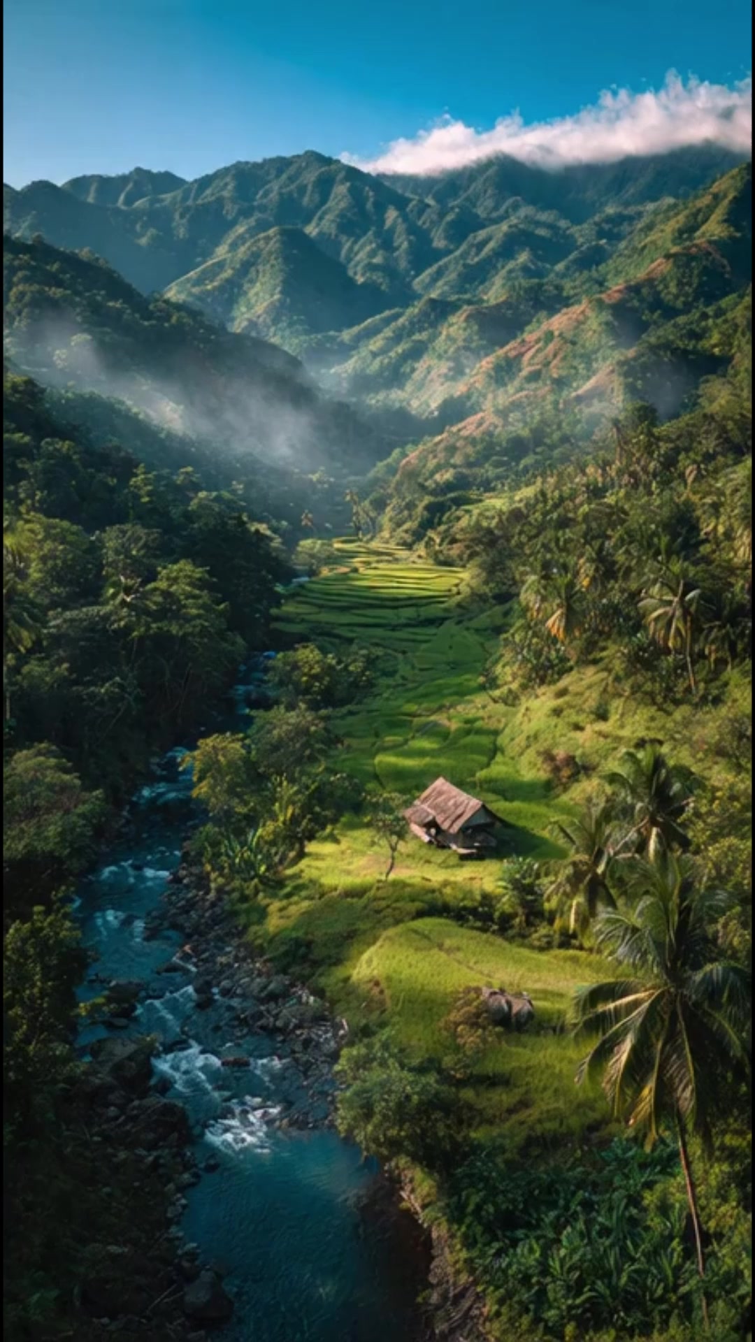 Sa Tagpuan ng Bundok Ilog at Hagdang Hagdang Palayan. Sa gitna ng