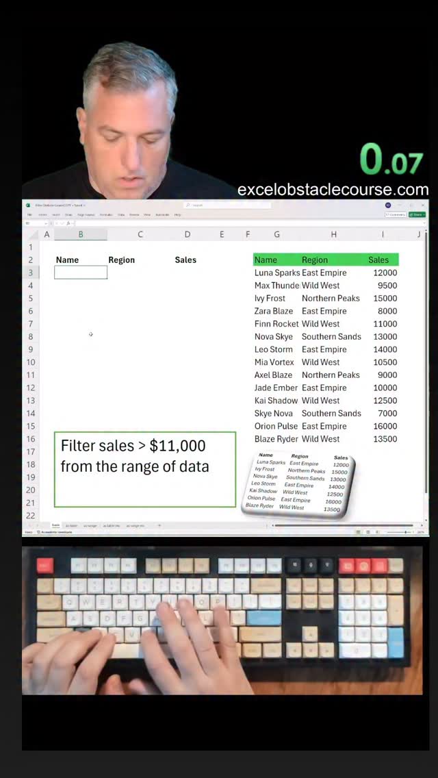 Filter function excel obstacle course. #excel #exceltips #speedrun # ...