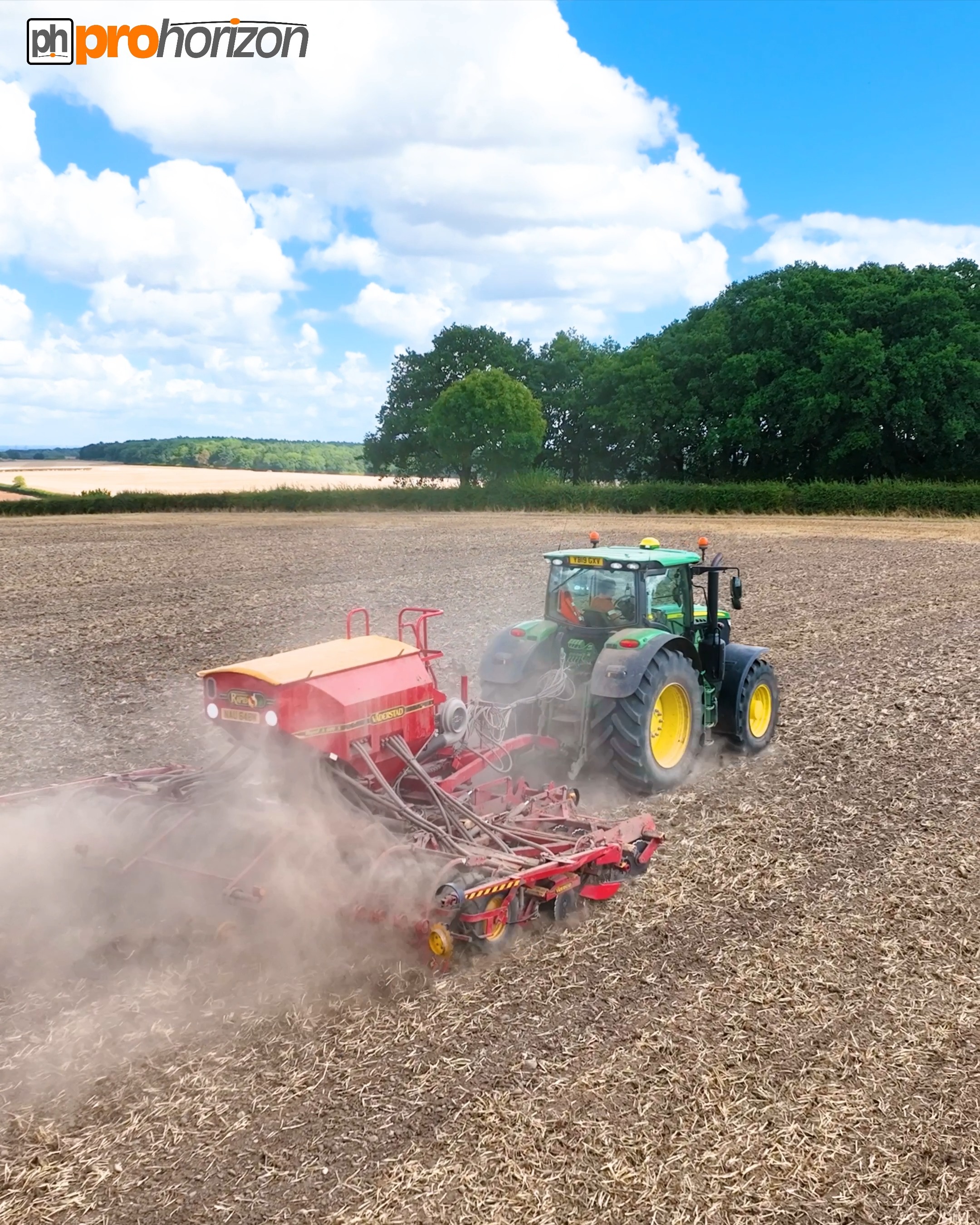 Here is Lewis in the John Deere 6195R and the Vaderstad 6m Rapid drill ...